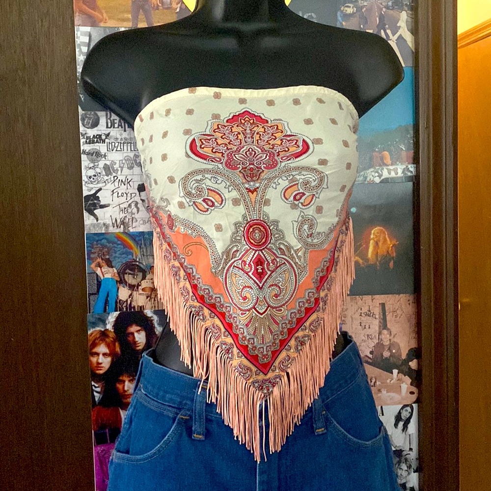 Bandana fringe tube top
